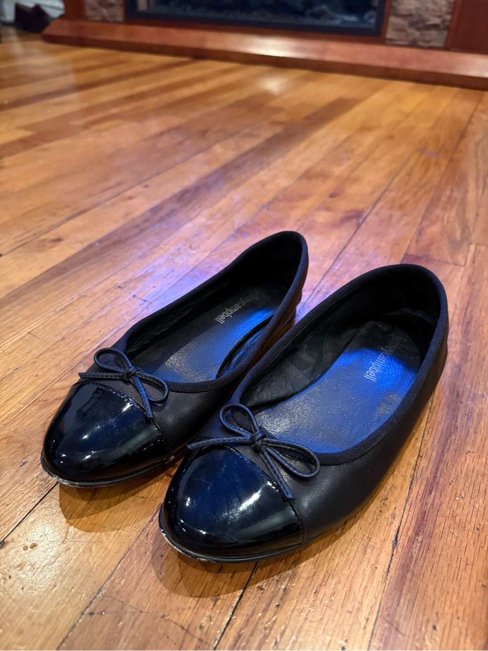 Jeffrey Campbell Black Ballet Flats with Patent Toe and Bow